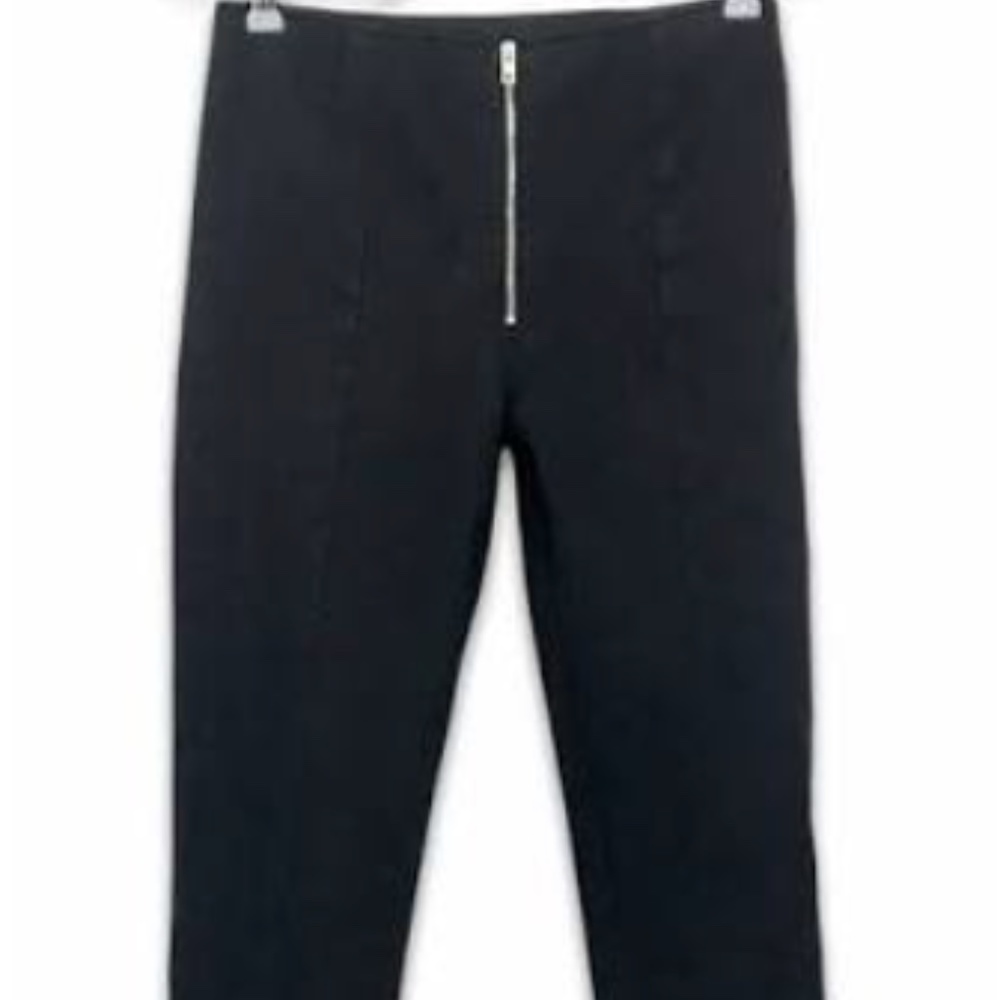 Exposed Zipper In Front Black Jeans